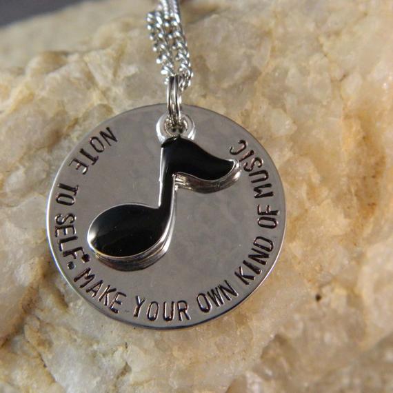 Note To Self Make Your Own Kind of Music Handstamped Music Note Necklace